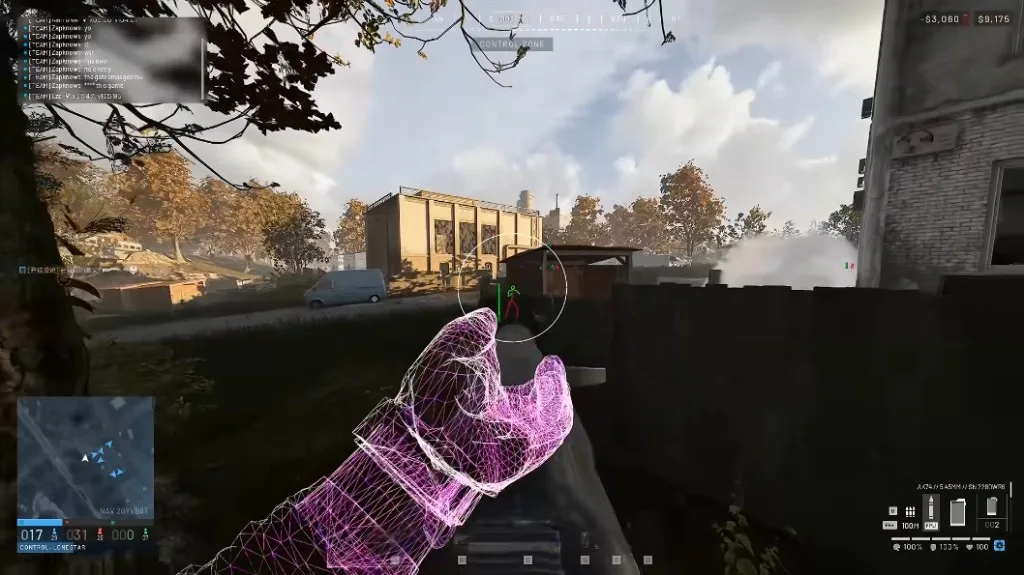 Wardogs skeleton ESP and purple player chams in control zone